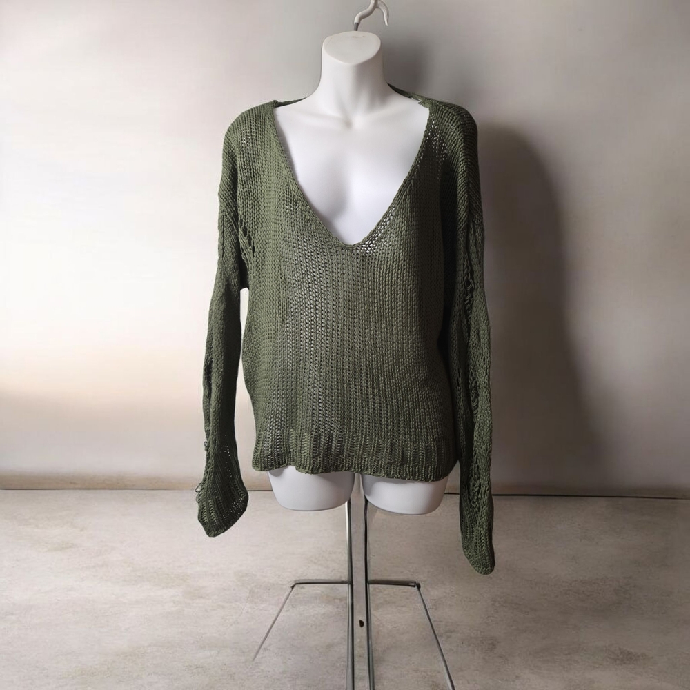 Miracle Olive V-Neck Women's Sweater